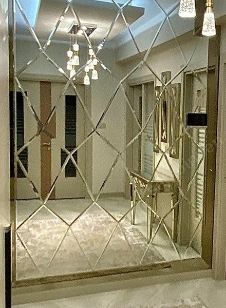 Diamond Shape Designer Mirror Tiles with Bevel for Wall
