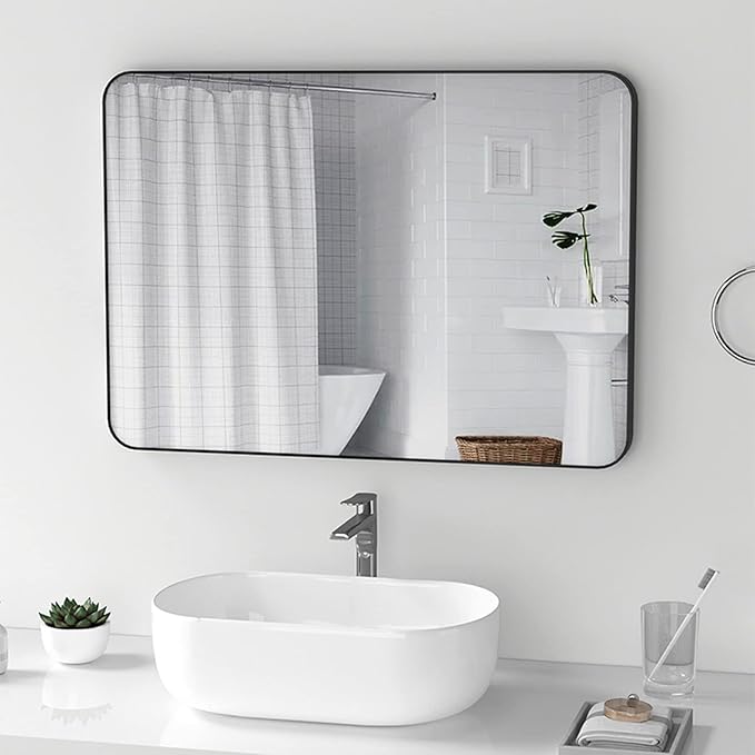 Wandspiegel met aluminium frame rechthoekige vorm