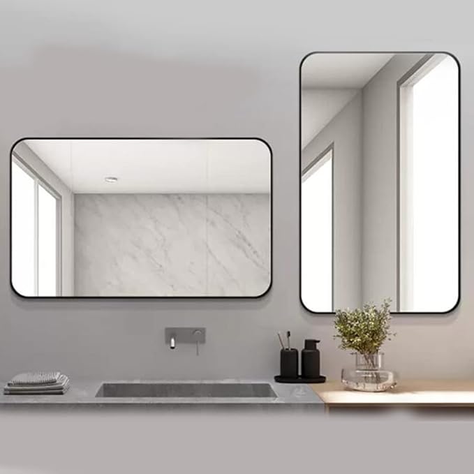 Wandspiegel met aluminium frame rechthoekige vorm
