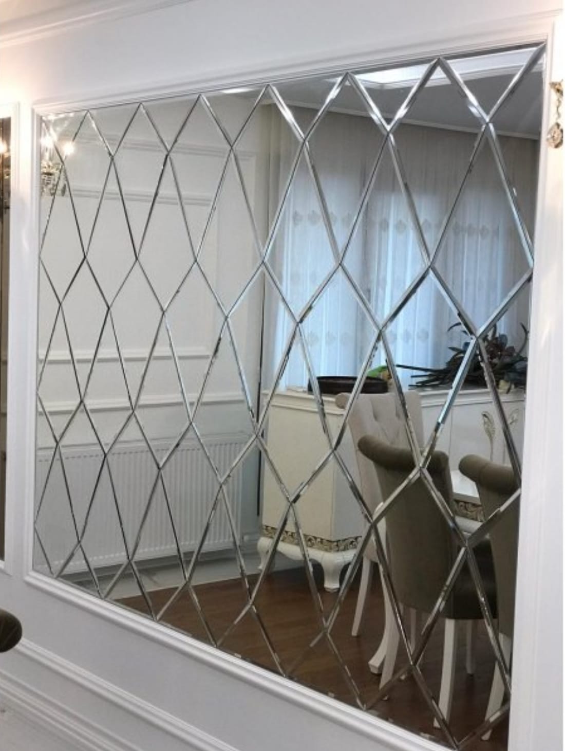 Diamond Shape Designer Mirror Tiles with Bevel for Wall