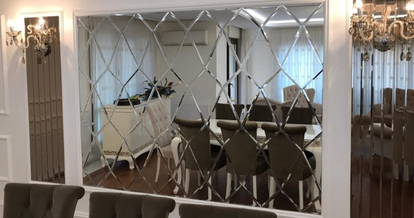 Diamond Shape Designer Mirror Tiles with Bevel for Wall