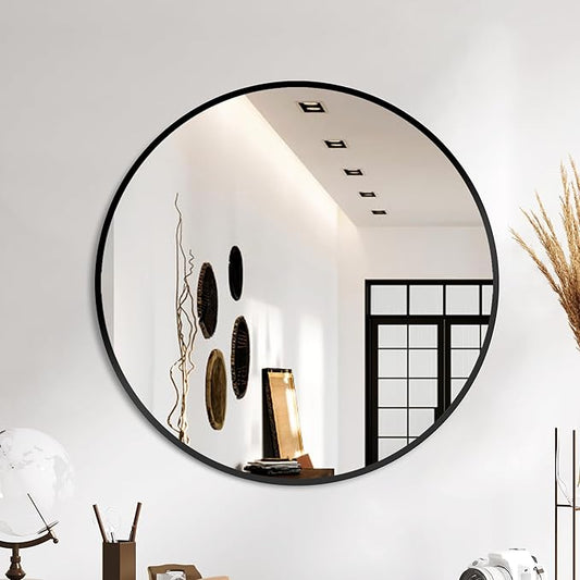 Wandspiegel met aluminium frame ronde vorm