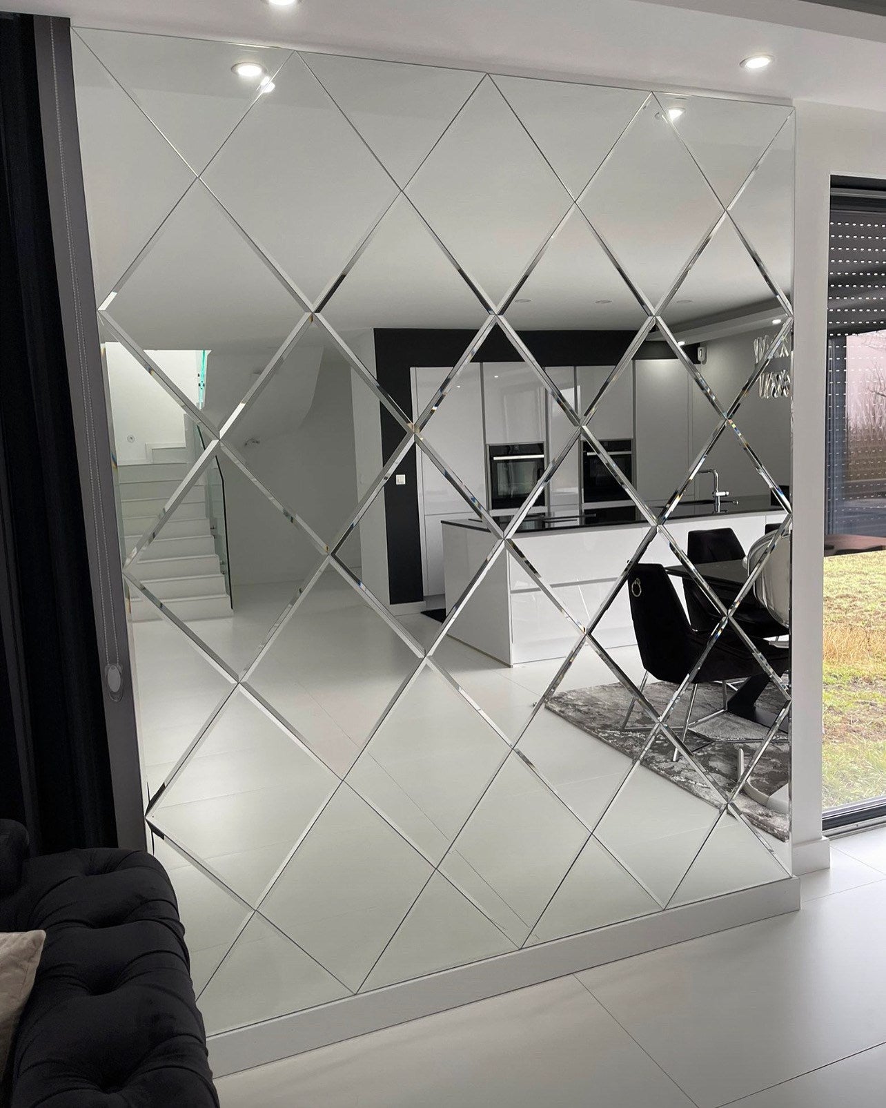 Vierkante design zelfklevende spiegeltegels met facet voor aan de wand